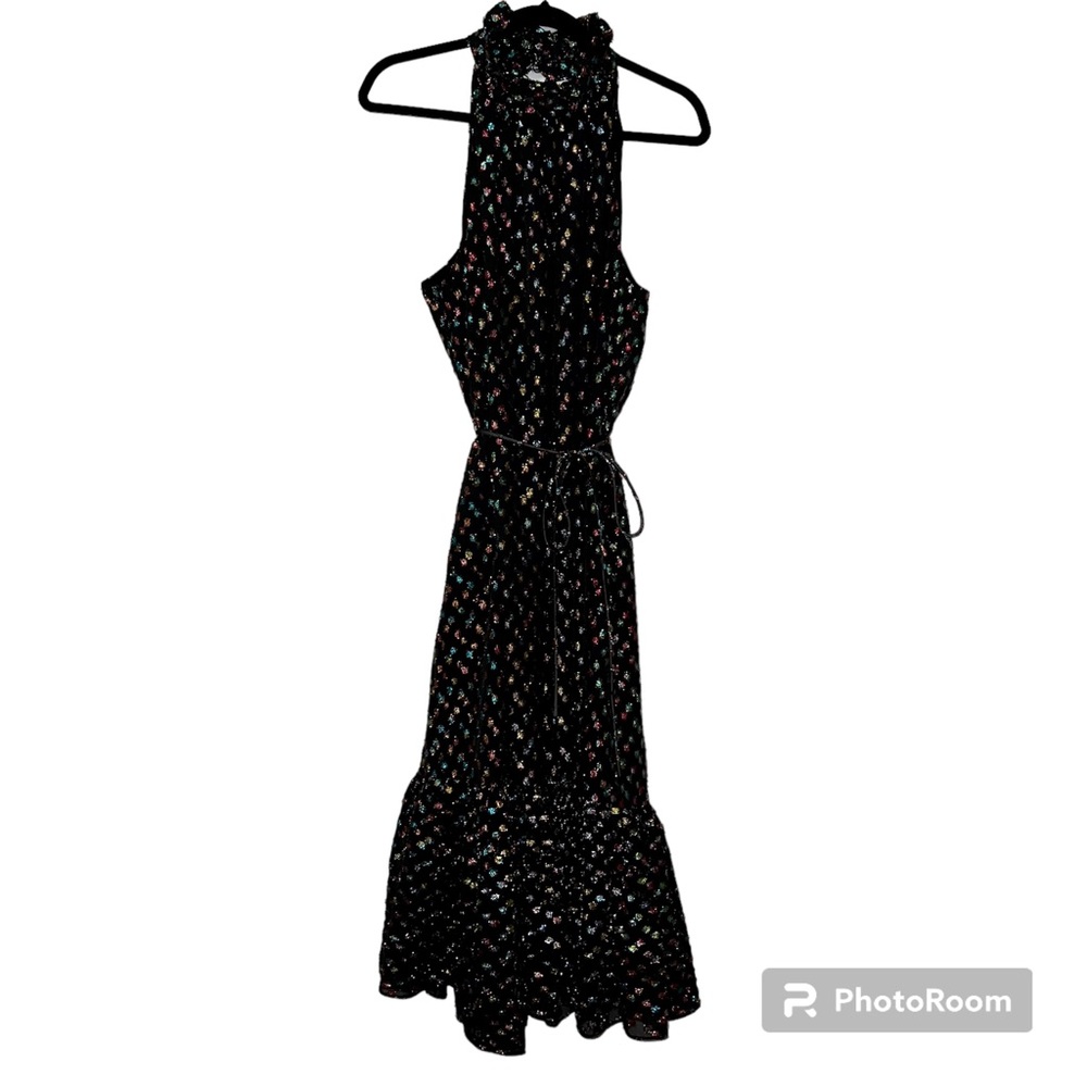 NWT MISA Los Angeles Winona rainbow dot print halter neck dress - Picture 5 of 11